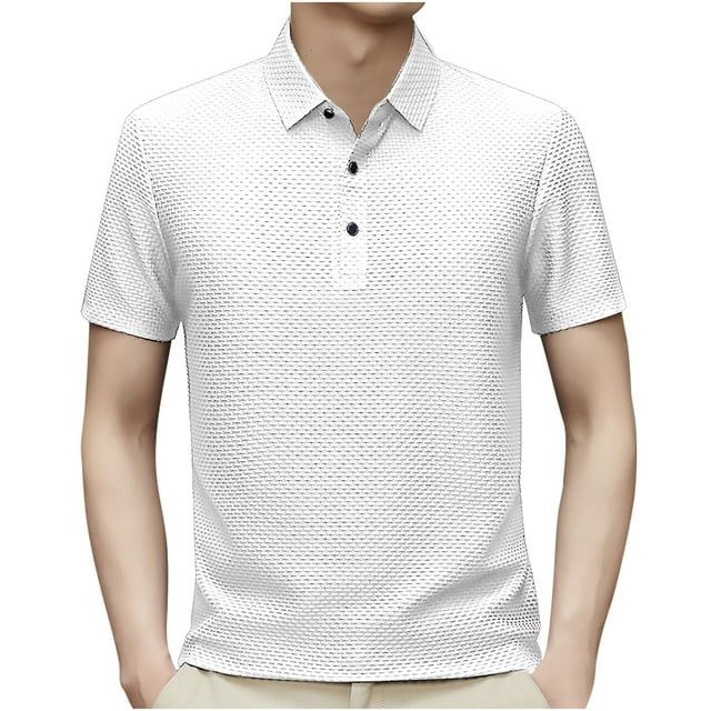 cfhntfmh Mens Golf Shirt Casual Soft Business Work T-Shirts Quick Dry Breathable Collared Short Sleeve Button Tshirts Basic Tee