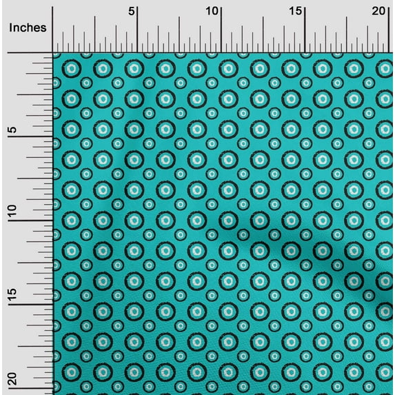 oneOone Silk Tabby Fabric Circle Block Print Sewing Fabric BTY 42 Inch Wide