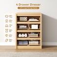 thumbnail image 5 of ASTUVIA 4 Drawers Dresser for Bedroom, 40" Tall Chest of Drawers with Curved Profile Design, Mid Century Fluted Storage Dressers Organizer,Natural, 5 of 9