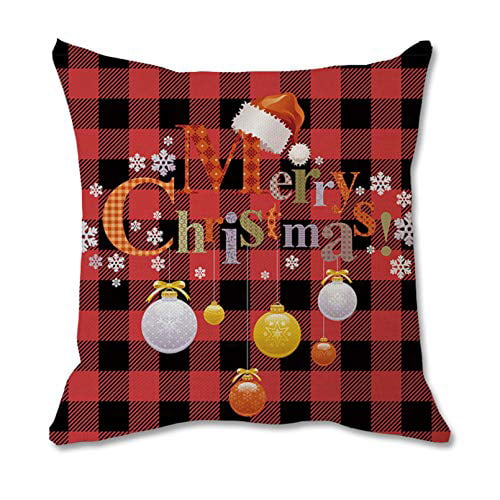 18"Christmas Santa Sofa Car Printing Dyeing Throw Cushion Pillow Cover Case Gift 