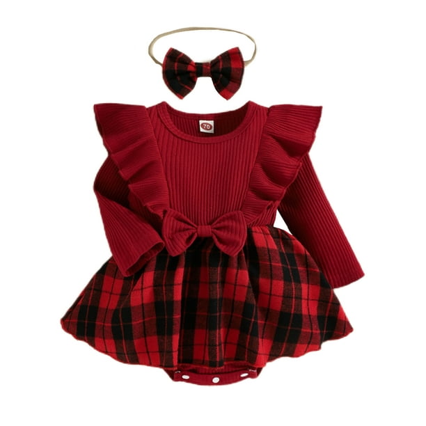 MAWCLOS Newborn A line Plaid Dresses Playing Crew Neck Party Dress