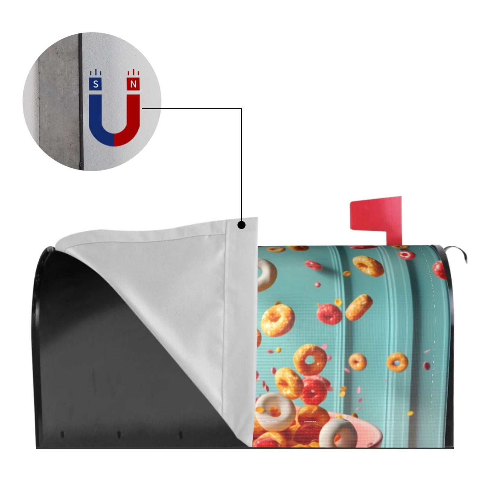 Picia Floating Colorful Cereal Magnetic Mailbox Cover Standard Size-21x18 in