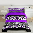 thumbnail image 2 of Manfei Animal Cheetah Zebra Print 3-Piece Full Size Comforter Sets for Teens,Purple Lines Bedding Comforter Set,Black Purple Lightweight Bedding Sets,Geometric Stripes Home Decor,Reversible, 2 of 8