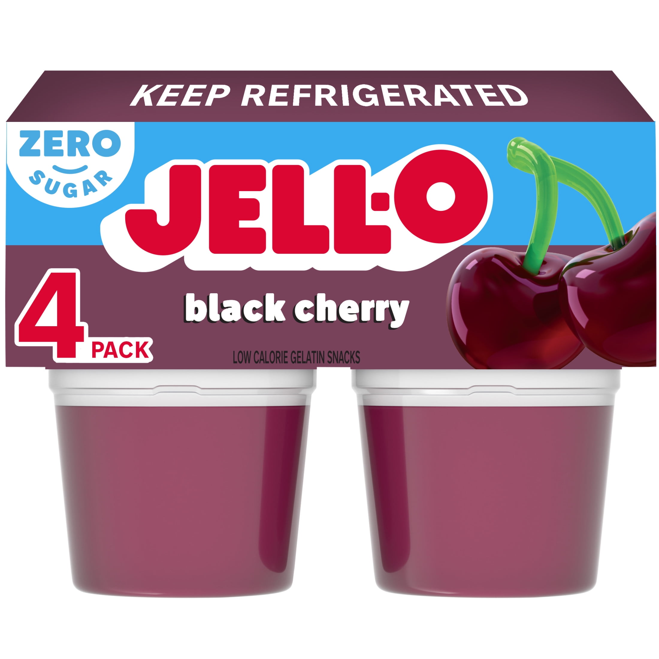 1 pack) Jell-O Black Cherry Artificially Flavored Zero Sugar Ready