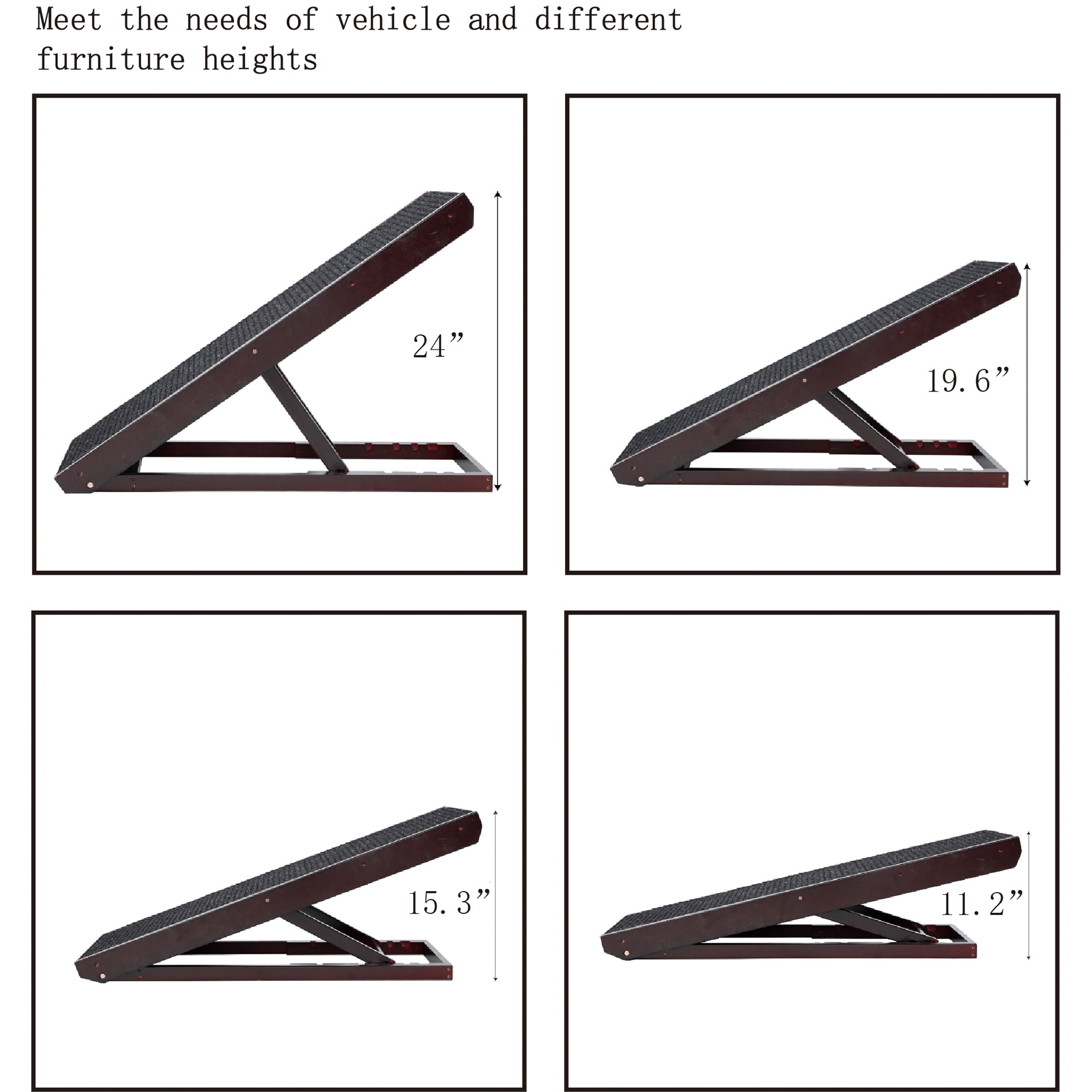 Pefilos 24" Tall Pet Ramp 4 Levels Height Adjustable for Small Dog Wood Folding Portable Dog & Cat Ramp Perfect for Couch or Bed with Non Slip Carpet Surface Up to 90Lbs, Black Pefilos 24" Tall Pet Ramp 4 Levels Height Adjustable for Small Dog Wood Folding Portable Dog & Cat Ramp Perfect for Couch or Bed with Non Slip Carpet Surface Up to 90Lbs, Black