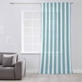 thumbnail image 3 of Aqua Striped Semi Sheer Curtains Drapes for Living Room, Bedroom, French Doors Window 72 Inches Long, Modern Farmhouse Blue White Stripes Rod Pocket Chiffon Curtain Drapery Voile Draperies Panel, 3 of 6