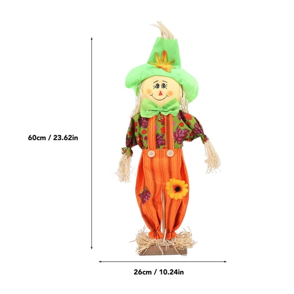 Standing Scarecrow Pole With Clothing, 23.6" Tall Autumn Harvest Garden Ornament