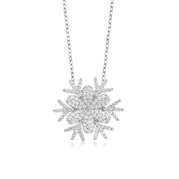 Download Gem Stone King - Keren Hanan Art 925 Sterling Silver Snow Flake Pendant Necklace For Women Pave ...