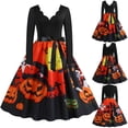 thumbnail image 4 of Vestido Vintage de manga larga para mujer, ropa de noche para ama de casa, fiesta de graduación, Disfraces de Halloween, Disfraces de talla grande con lazo, 1950, 4 of 4