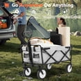 thumbnail image 2 of CL.HPAHKL Folding Wagon Cart, Utility Grocery Shopping Cart Collapsible Wagon with Two Drink Holders Lightweight Utility Garden Cart with Adjustable Handle for Beach, Shopping, Camping (42In H, Gray), 2 of 9