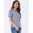 thumbnail image 4 of DARING DIVA Women's Plaid Puff Sleeves Gingham Blouse Shirt XS Purple, 4 of 6