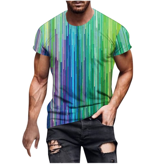 Chemises pour Hommes Imprimé Manches Courtes Col Rond T-shirt Décontracté Manches Courtes