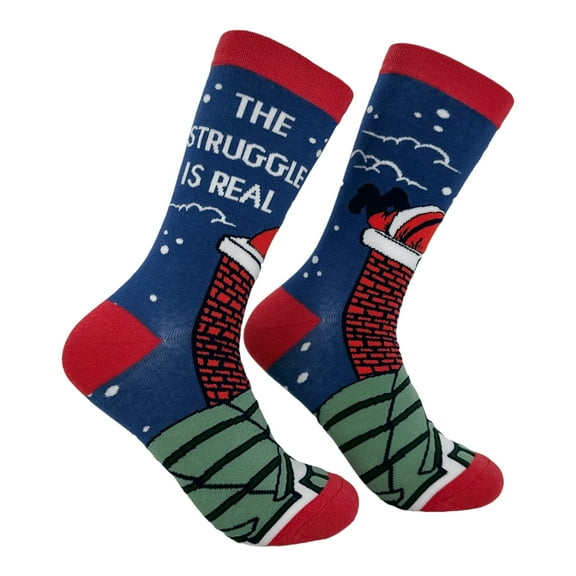 The Struggle Is Real Socks Funny Sarcastic Santa Graphic Novelty Xmas Footwear for Ladies