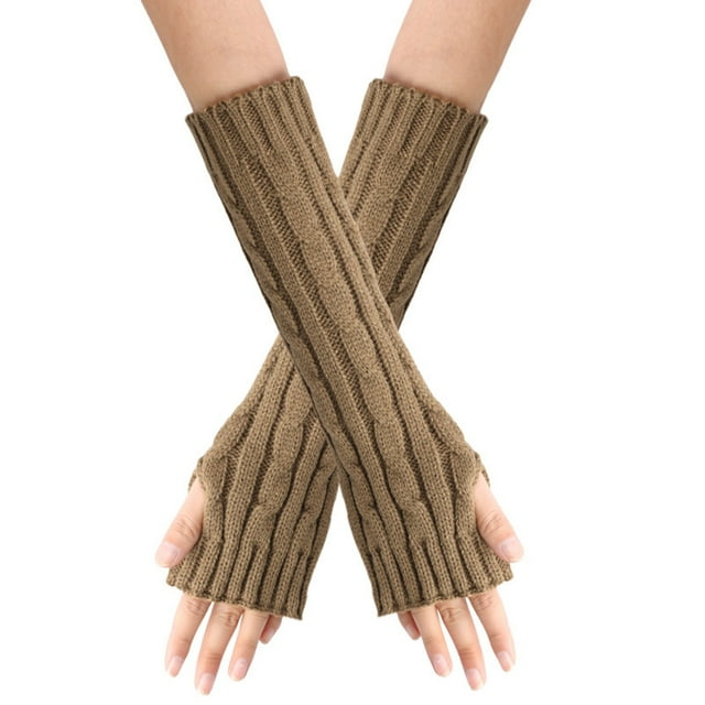 Gants Tricotés Sans Doigts avec Trou pour le Pouce Gants Unisexes Chauds