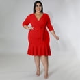 thumbnail image 4 of AURA Women V Neck Lace Ruffle Dress Casual Midi Summer Elegant Loose Fit Dress, 4 of 7
