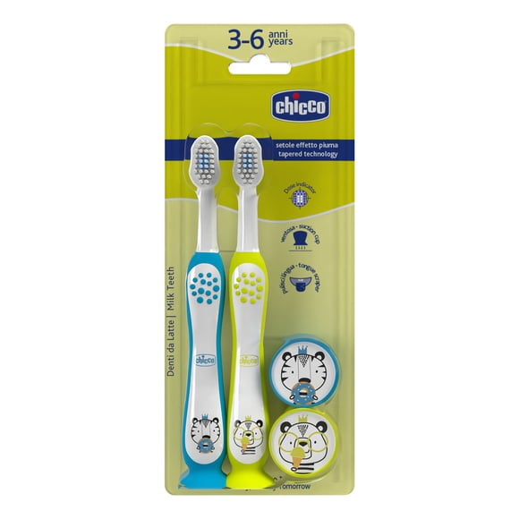 Chicco Combo De Dos Cepillos De Dientes 3-6 Años Azul Y Amar