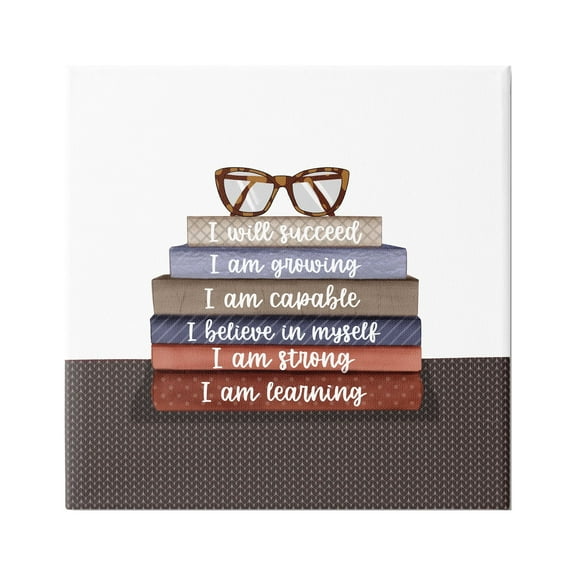 Stupell Industries Motivational Self Esteem Books Inspirational Painting Gallery Wrapped Canvas Art Print Wall Art, 17 x 17