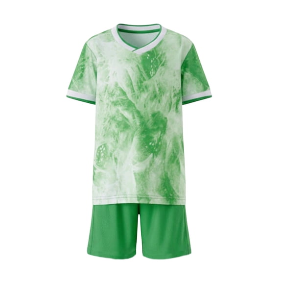 Amidoa Girls 2 Piece Outfits Summer Clothes Short Sleeve Cute T-Shirt and Casual Shorts Kids Clothing Sets Green Size 5T
