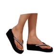 thumbnail image 3 of Xijirk Women's Rhinestone Platform Thong Sandals Sparkly Summer Footwear for Beach & Events,7.5, 3 of 8