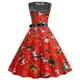 thumbnail image 4 of Moda mujer encaje una línea Flare vestido Vintage Prom Swing sin mangas estampado Navidad vestido de fiesta de Navidad Fridja hjkh475, 4 of 9