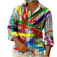 thumbnail image 2 of Men Tops, Mens Button Down Long Sleeve Tee Shirts Fashion Linen Tie Dye Casual Beach Yoga Shirt Blouse, 2 of 3