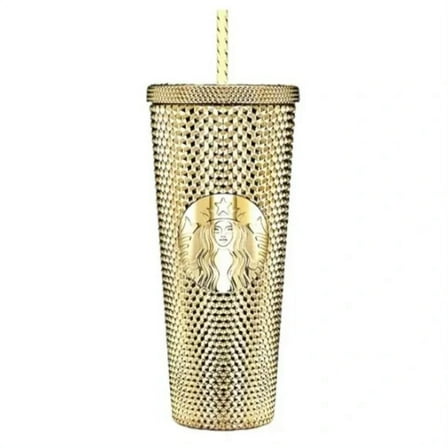 Starbucks *Christmas 2022* Gold Foil Studded Cold Drink Tumbler --24oz