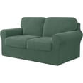 thumbnail image 1 of Check Spandex Jacquard Sofa Cover, Cover for 2 Seats (Medium, Teal), 1 of 6