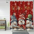 thumbnail image 5 of Red Christmas Fabric Shower Curtain for Bathroom, Cute Snowman Custom Shower Curtain Set with Hooks, Xmas Theme Luxury Bathroom Curtains Waterproof Polyester Bathroom Accessories, 72x84inch, 5 of 6