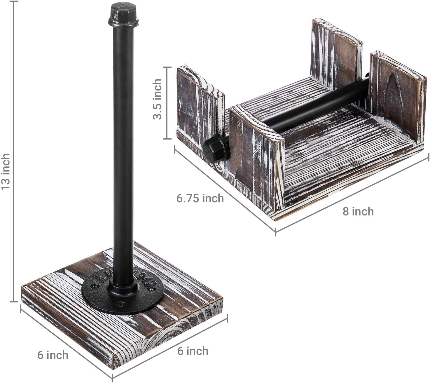 MyGift Wood and Metal Paper Towel and Napkin Holder Set, Industrial Kitchen Decorative Organizer