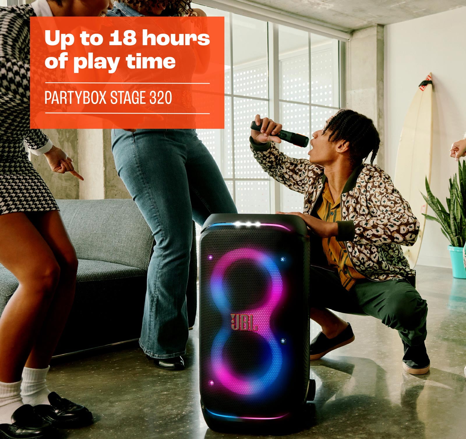 JBL PartyBox Stage 320 Portable Bluetooth Speaker Bundle with divvi! Bag