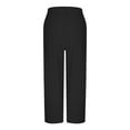 thumbnail image 5 of Women Pants on Under $5! Cagogo Womens Cotton Linen Palazzo Pants Drawstring Elastic Waist Casual Wide Leg Trousers Summer Beach Lounge Pants with Pockets, 5 of 6