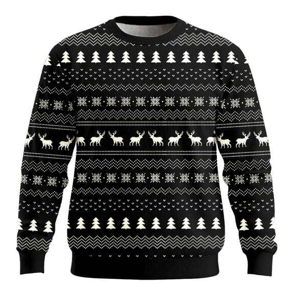 Daznico Christmas Decorations,Men's Ribbed Knit Crewneck Long Sleeve Pullover Sweater Soft Comfortable Winter Warm Top For Holiday And Daily Casual Wear