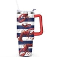thumbnail image 2 of 40oz Funny Red Lobster Stainless Steel Flip Straw Tumbler Spill Proof Travel Cup Double Wall Vacuum Insulated Coffee Mug with Top Handle, 2 of 6