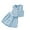 Sky Blue, variant on Girls Summer Tweed 2-Piece Set: Button Vest & High-Waist Shorts Casual Outfit,9-10 Years