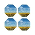 thumbnail image 2 of Balery 4 Pcs Blooming Sunflower Fieldleather Coasters Set, Drink Table Cup Coasters For Living Room Kitchen Coffee Decor, 2 of 9