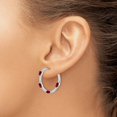 thumbnail image 3 of Auriga 14k White Gold Garnet and Diamond Hoop Earrings for Women, 3 of 6