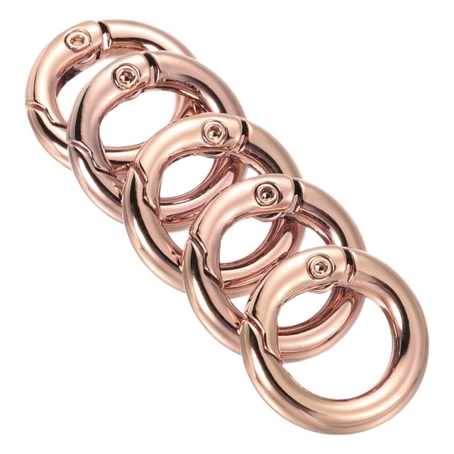 Unique Bargains Boucle à Ressort Ronde en Alliage de Zinc 18x11x3.5mm, Or Rose 5 Pack