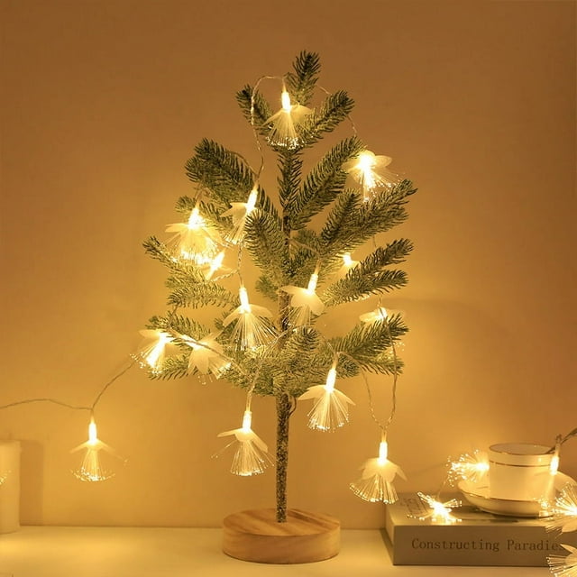 Guirnalda de luces de fibra óptica con flores, 3 metros, 20 luces LED decorativas, ideal para sala de estar, dormitorio y jardín (árbol no incluido).
