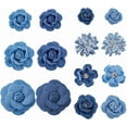 thumbnail image 1 of 14 estilos de flores de tela vaquera azul marino, flores de tela vaquera, camelias, telas de lona, ​​flores, adornos de costura de mezclilla, 1 of 6