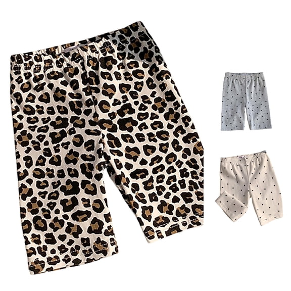 Sonxahe Infant Girl's Stretchy Bike Leggings Leopard Print Pattern Sports Casual Shorts,Coffee