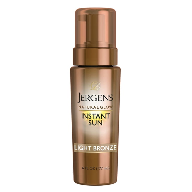 Jergens - Espuma bronceadora natural Glow Instant Sun sin sol, ligera, 6 onzas líquidas
