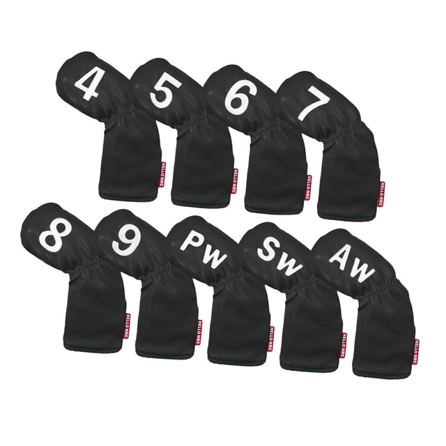9 piezas Golf Iron Headcover, Golf Club Head Cover 4,5,6,7,8,9,PW,SW,AW con Big Negro Zulema Cubierta de cabeza de hierro de golf