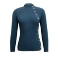 thumbnail image 4 of Annhoo Womens Sweaters Long Sleeve Mock Neck Slim Knitted Pullover Shirts Fashion Elegant Side Button Tops, 4 of 5