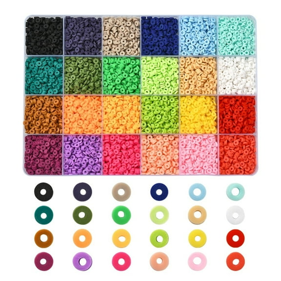 1 box 8400pcs 24 colors Handmade Polymer Clay Beads Disc/Flat Round Heishi Beads Mixed color 4x1mm Hole: 1mm 350pcs/color