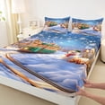 thumbnail image 3 of Castle Fairy Kids Children Cartoon Snowman Train Twin Sheet Sets 3pcs,Merry Christmas Twin Fitted Sheet Microfiber,Winter Xmas Festival Breathable Flat Sheet,Breathable Home Decor, 3 of 7