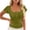 *Army Green, variant on ClodeEU Women's Square Neck Henley Button Short Sleeve T-Shirt,Slim Fit Solid Color Casual Summer Top Army Green,Women's Plus L