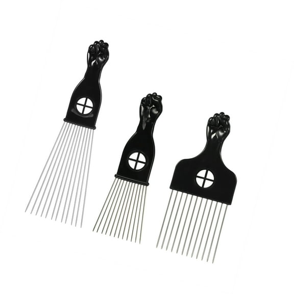 Vocoste 3 Pcs Metal Hair Pick Metal African Hair Picks for Women and Men 9.06"x2.83" 6.89"x2.20 6.61"x2.83"