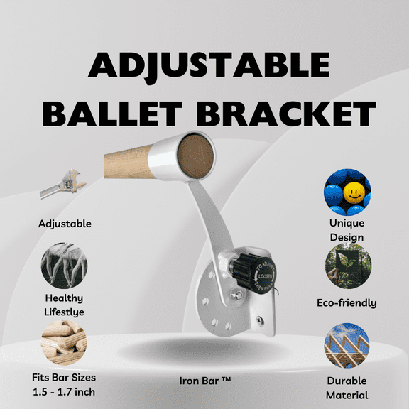 Adjustable Wall Mounted Ballet Bar Bracket (Pair) - Iron Construction - 5 Levels of Height Adjustment - Perfect for Home or Studio Use