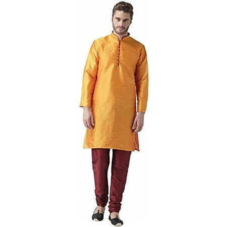 

Royal Kurta Men s Silk Blend Loop Button Design Kurta (Only Kurta) (38 Orange)