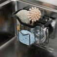 thumbnail image 4 of Hilingoto, Silver Sink Drain Rack, Movable Kitchen Caddy Stainless Hanging Sponge Caddy Dish Sponge Brush Stopper Organizer Kitchen Sponge Holder Stainless Organizer For Cleaning Tools Silver, 4 of 7